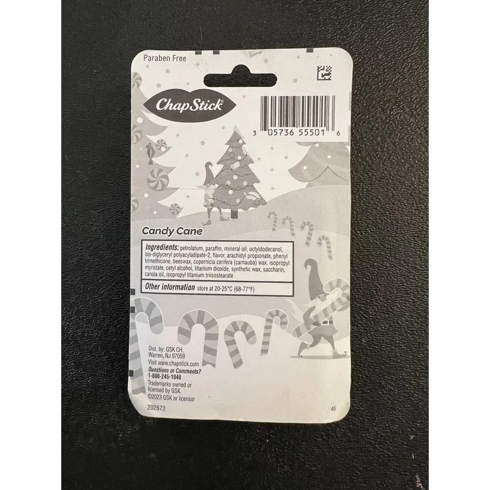 ChapStick Lip Balm Candy Cane Limited Edition Holiday Flavor 3‎ Pack NEW - #327